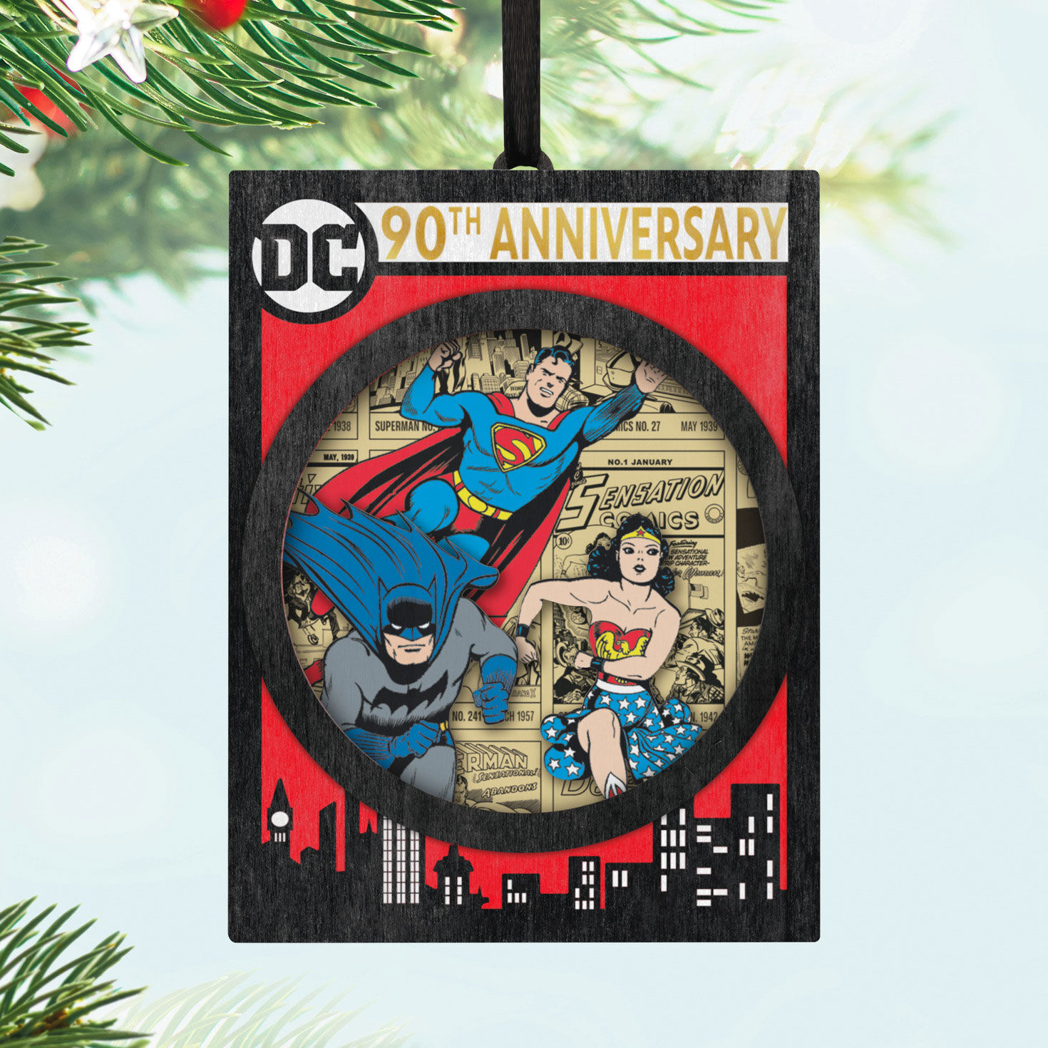DC Comic Book Keepsake Ornament Hanging on tree image number 2