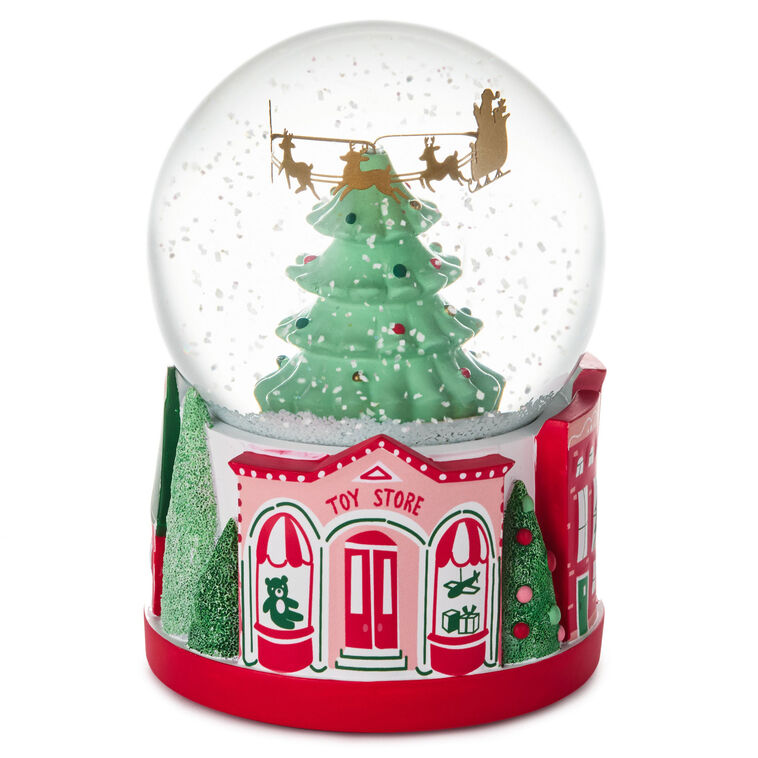 Santa's Flight Christmas Snow Globe With Sound and Motion