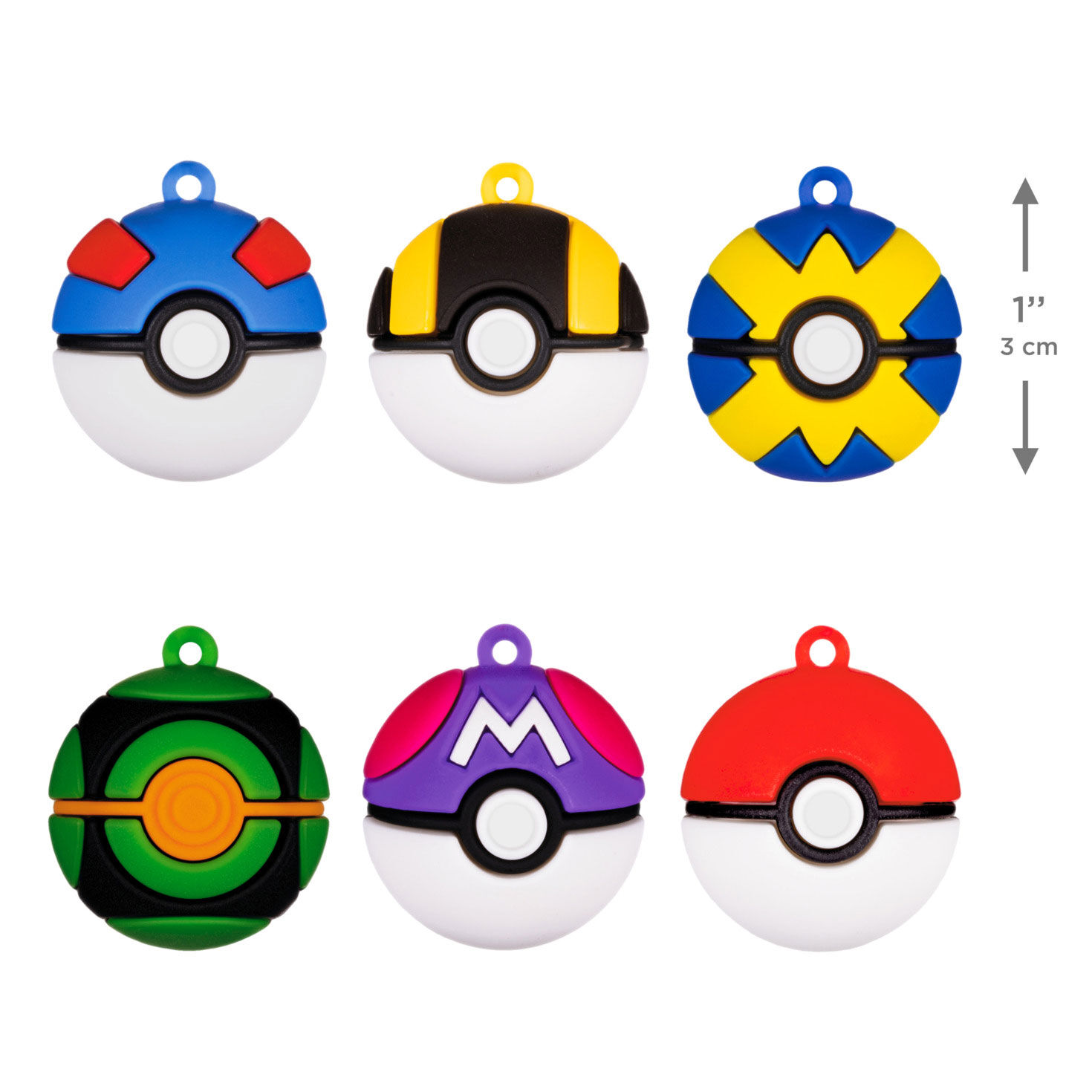 6 Pok&eacute;mon Pok&eacute; Balls Mini Christmas Ornaments measurement image number 3