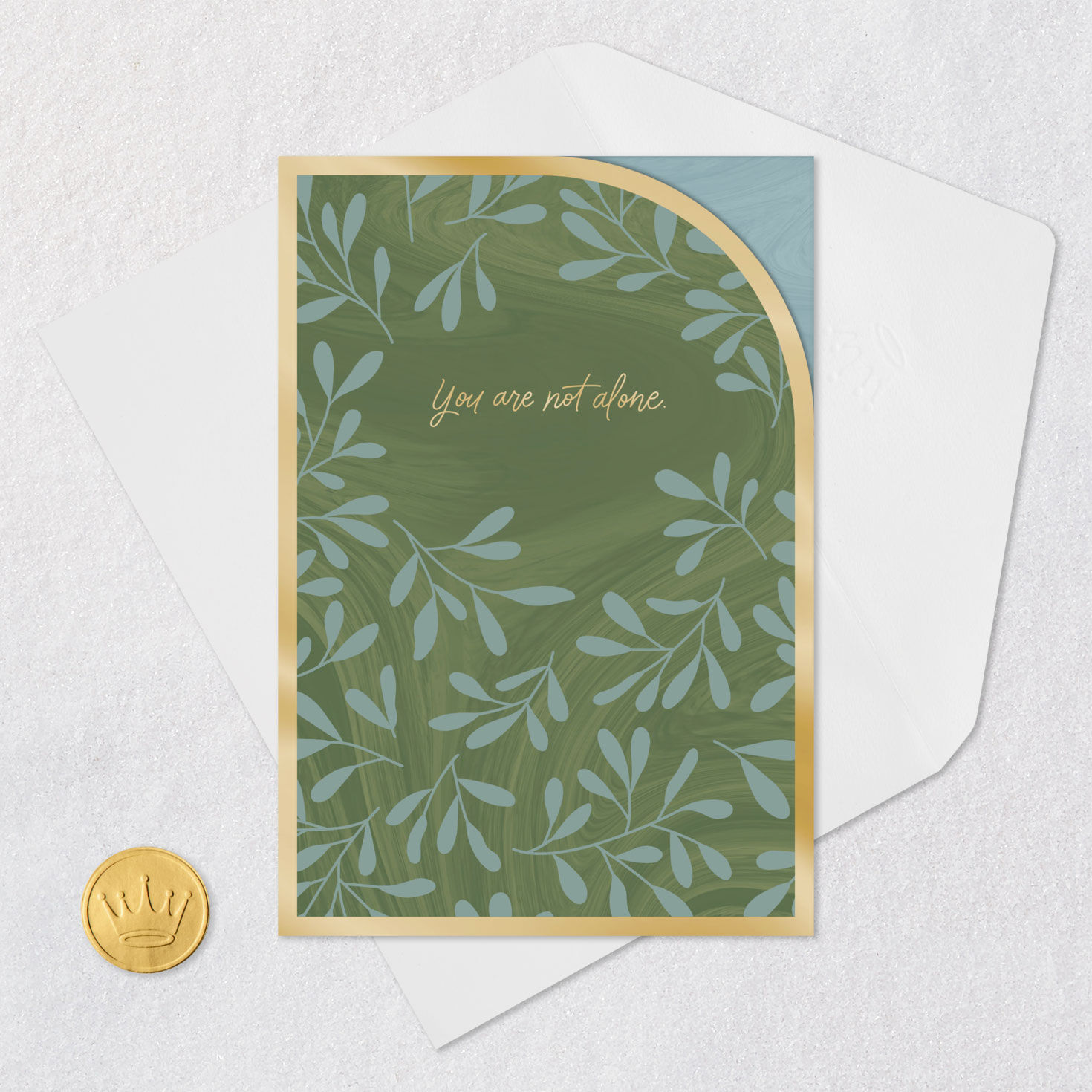 Green Foliage Support Card Card Front with Envelope and Gold Seal image number 5