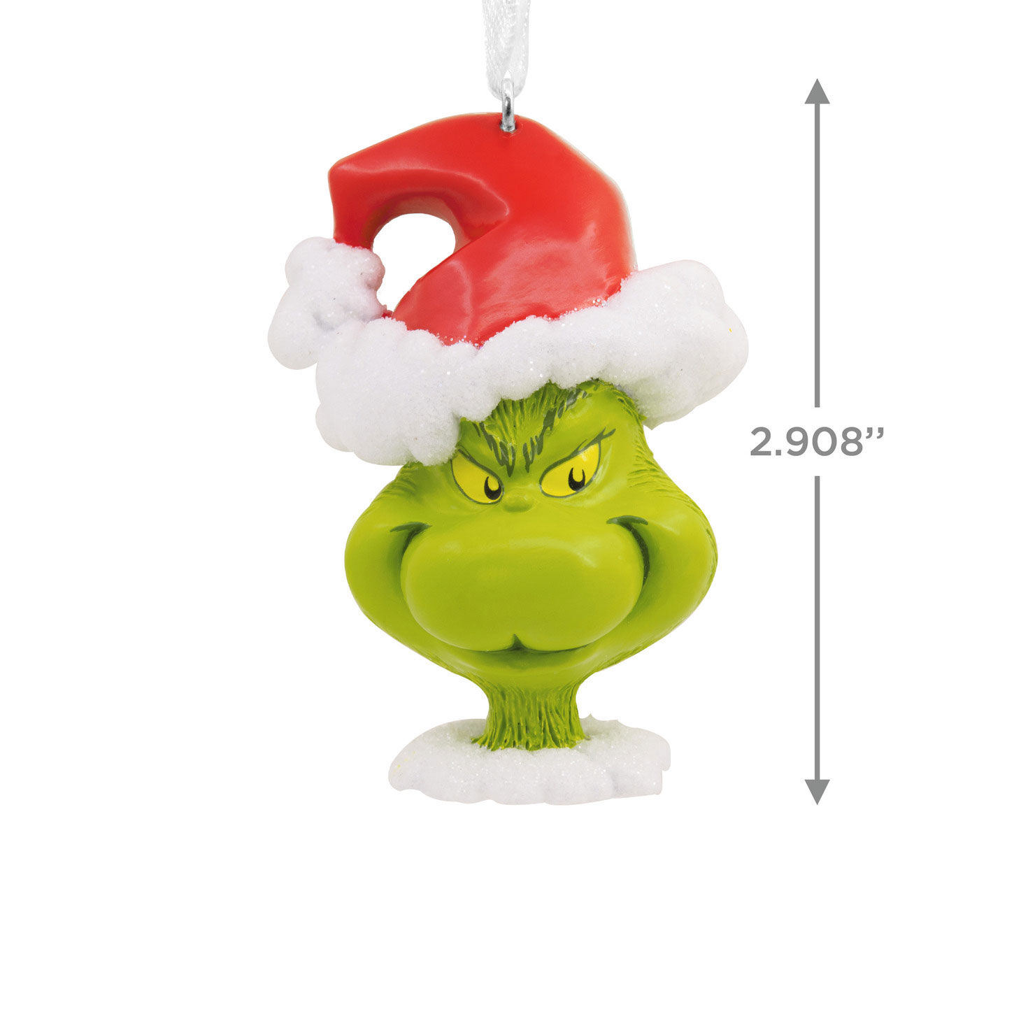 Grinch in Santa Hat Christmas Ornament measurement image number 3