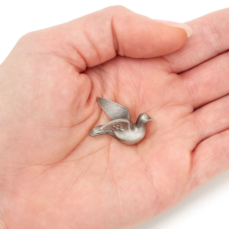 Dove Shaped Silver Metal Worry Stone item on hand image number 3