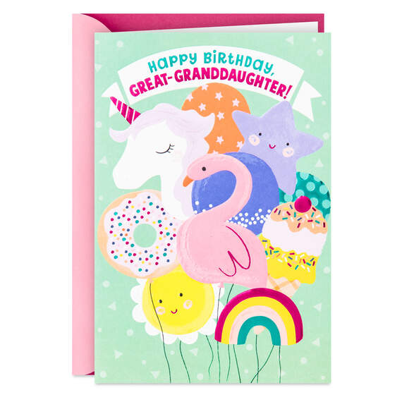Smiles and Unicorns Birthday Card for Great-Granddaughter
