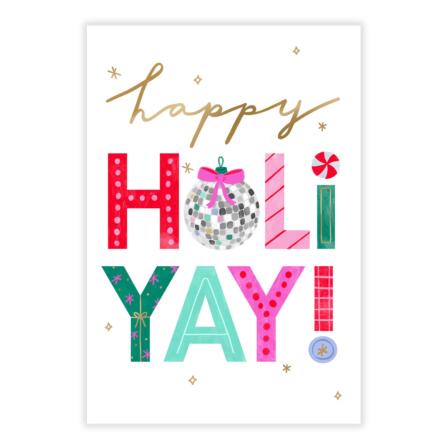 Disco Ball Happy Holiyay Personalized Holiday Card front image number 2