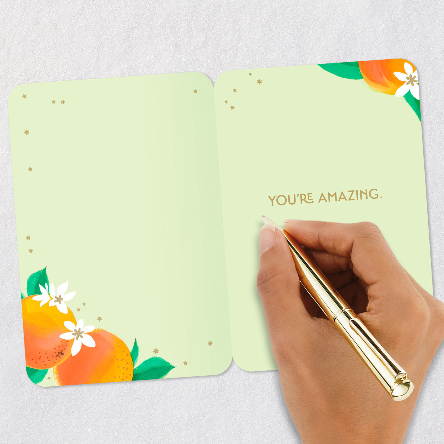 Oranges on Green Thank You Card Signing card image number 6