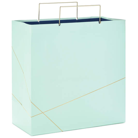 10.4" Mint Green With Gold Large Square Gift Bag, , large image number 1