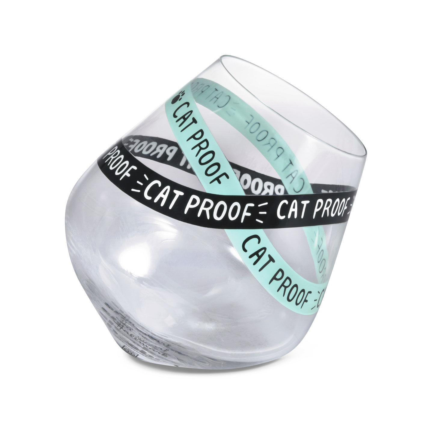 Funny "Cat Proof" Tipped Stemless Wine Glass, 15.5 oz.
