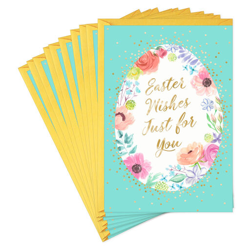 Floral-Designed Egg Easter Cards, Pack of 10, 