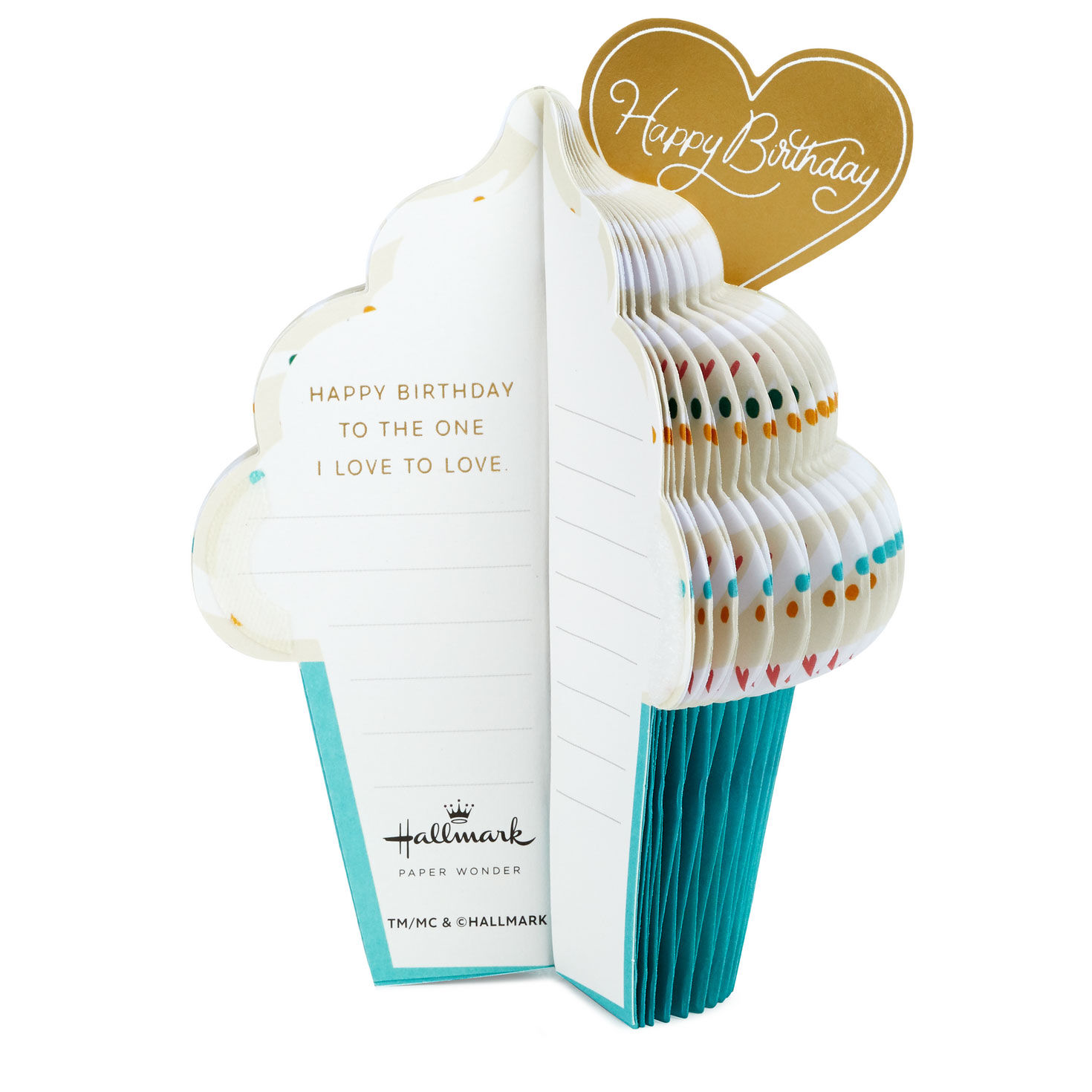 Love to Love You Cupcake With Heart Honeycomb 3D Pop-Up Romantic Birthday Card, , large image number 3