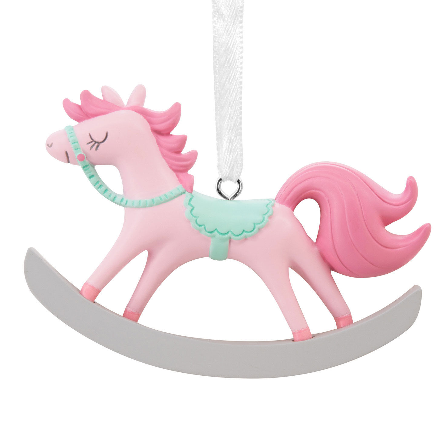 Pink Rocking Horse Christmas Ornament Back image number 6