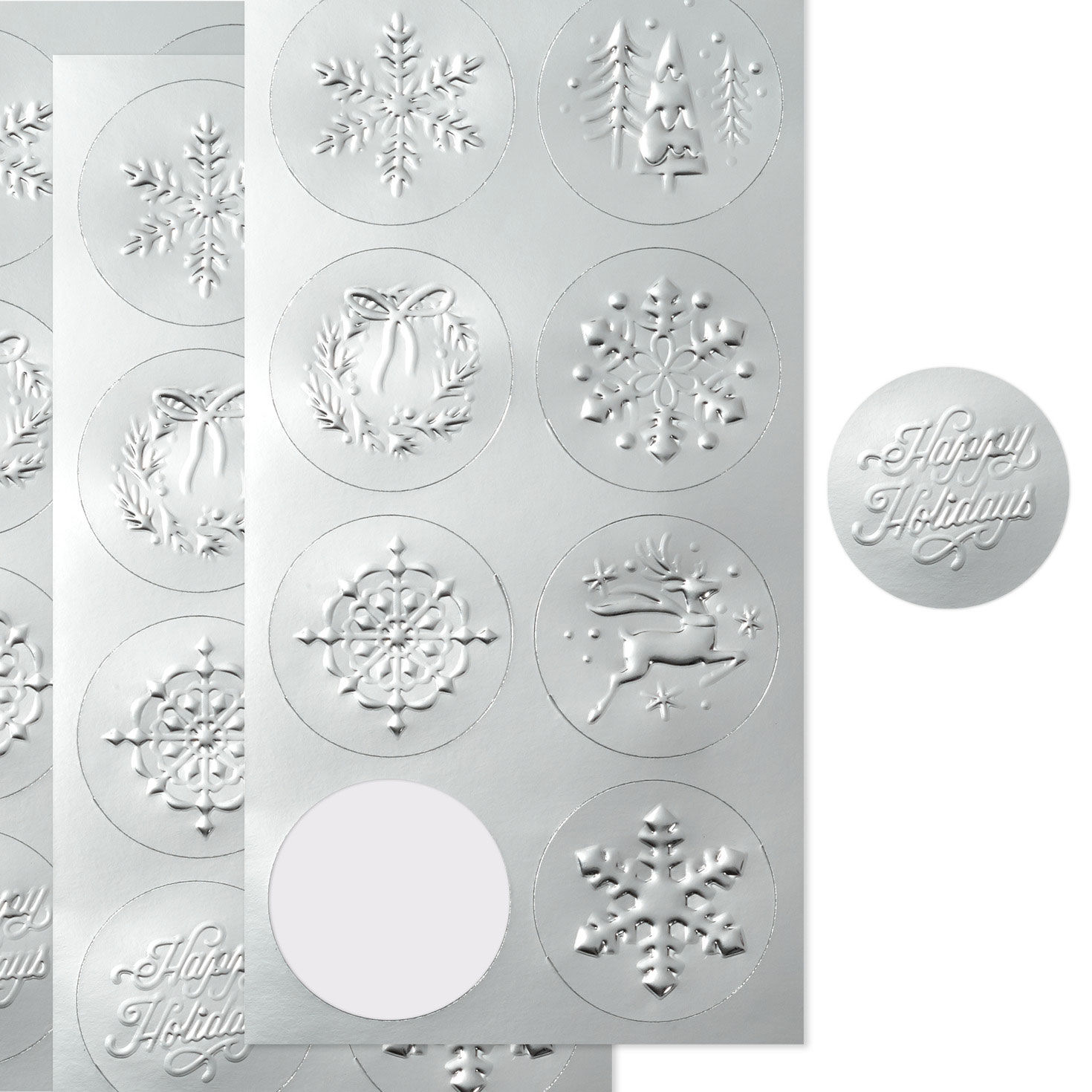 Silver Foil Embossed Holiday Seals, 3 sheets, , large image number 4