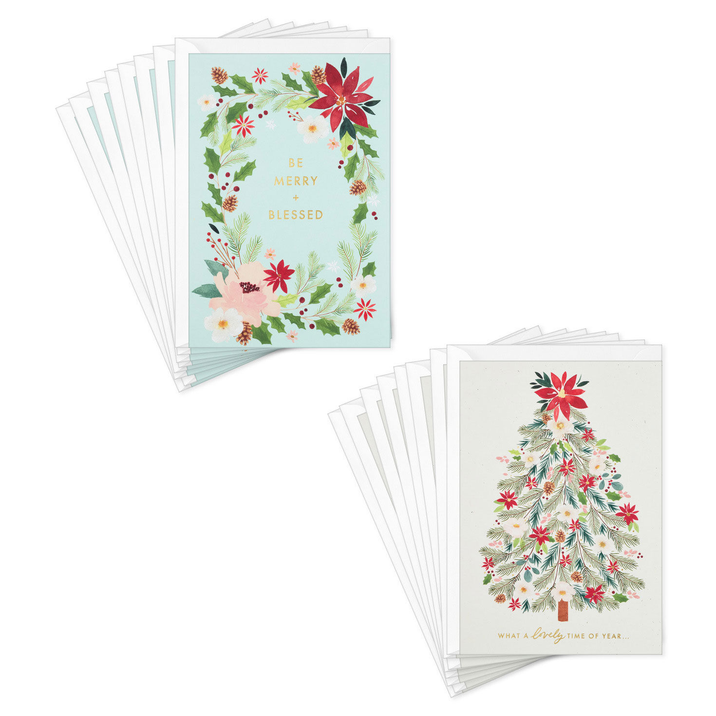 Blessed Botanicals Religious Assorted Boxed Christmas Cards, Pack of 16