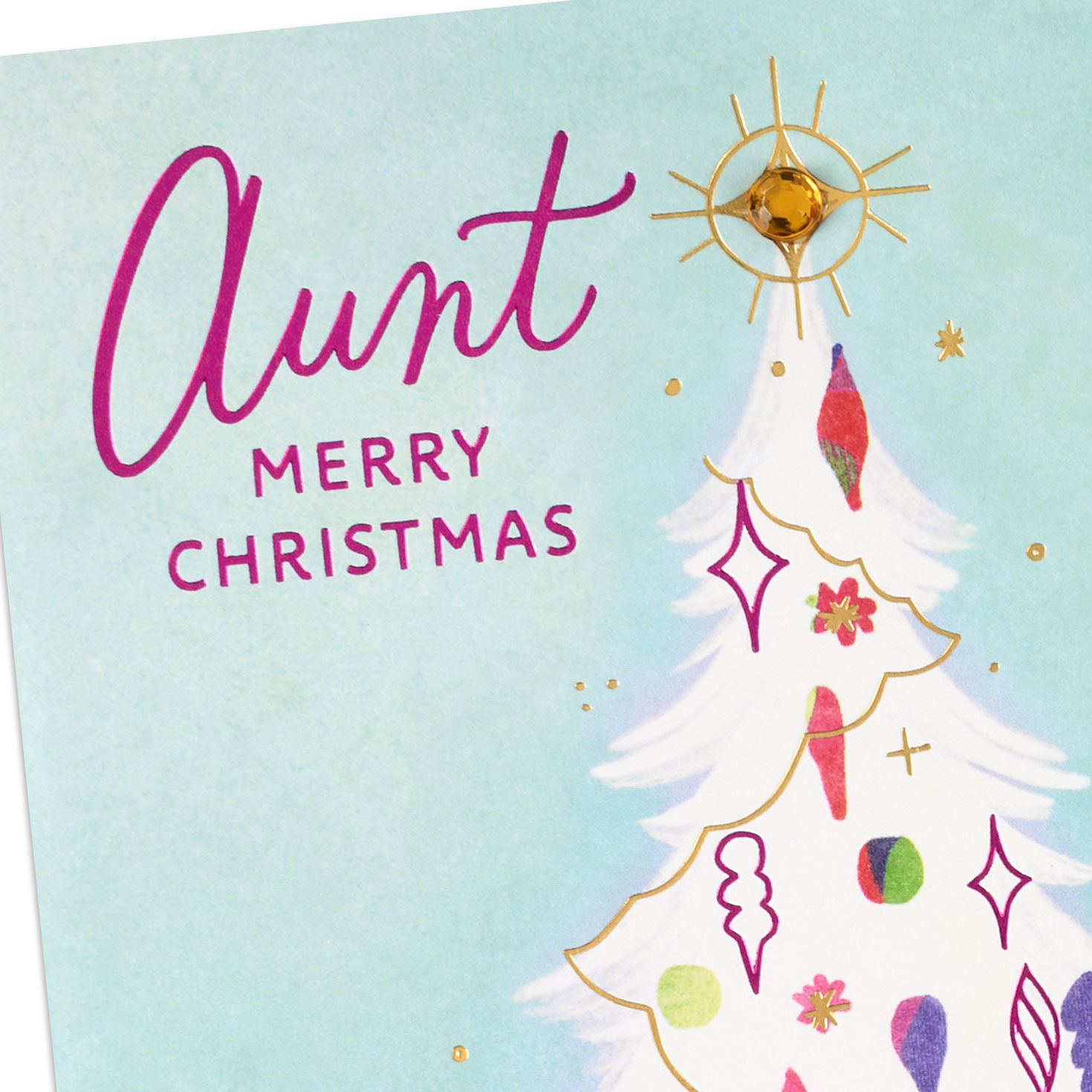 White Christmas Tree Aunt Christmas Card Card Front Detail image number 5