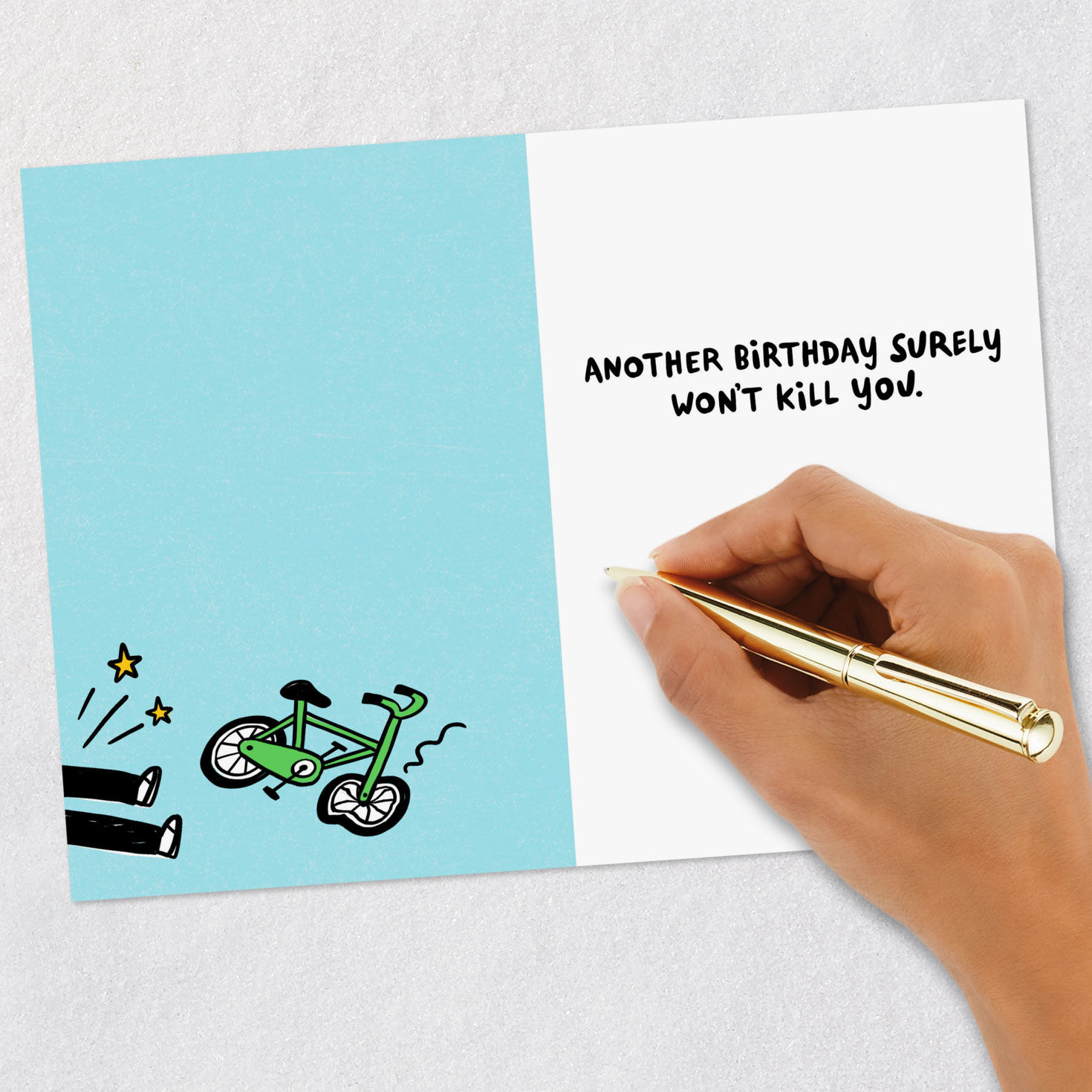Hose Water and Helmetless Bikes Funny Birthday Card Signing card image number 6
