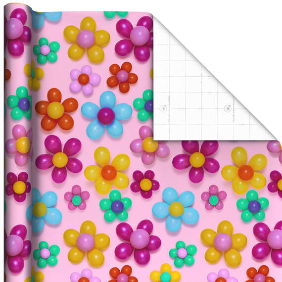 Balloon Flowers on Pink Wrapping Paper, 20 sq. ft.