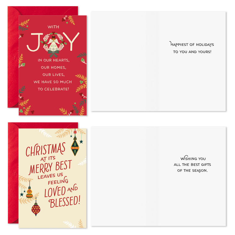 Black Angel and Ornaments Christmas Cards Pack Card Front with Sentiment image number 2