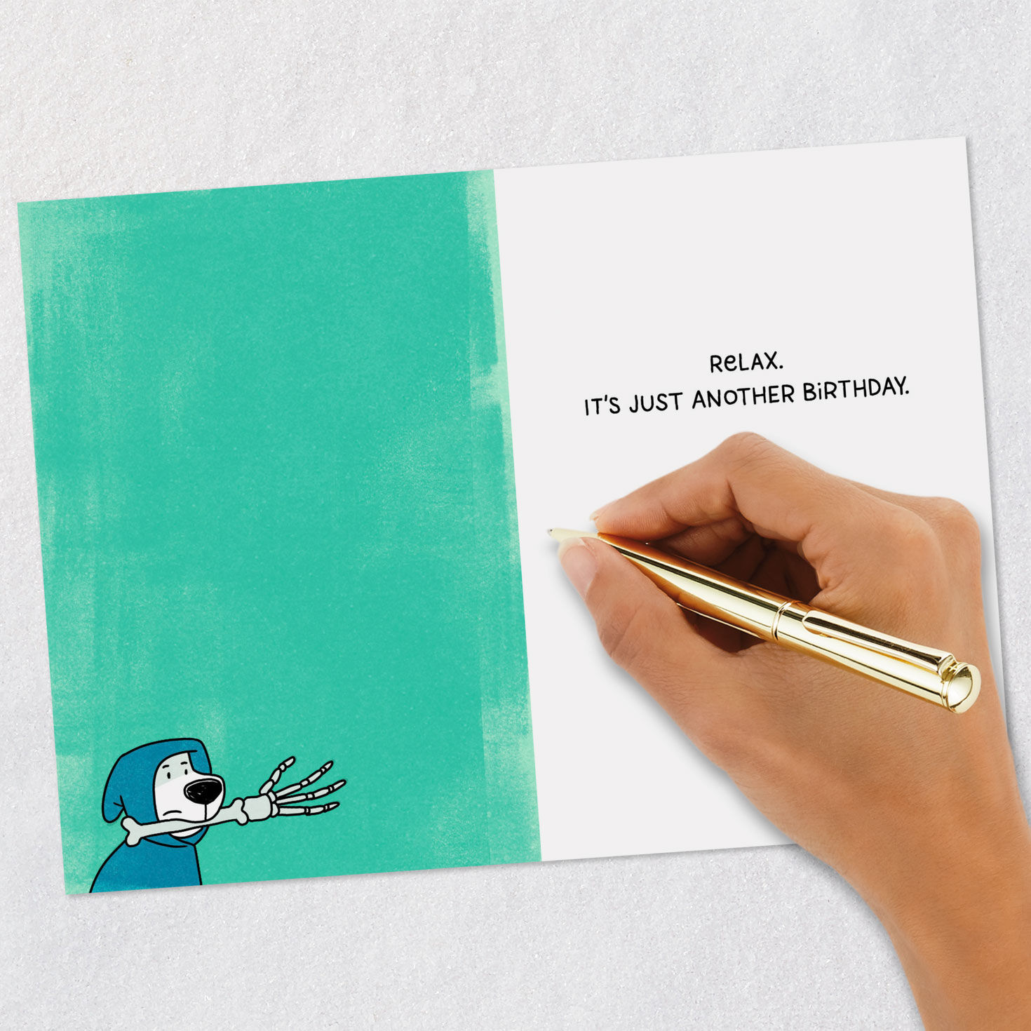 Grim Reaper's Emotional Support Dog Funny Birthday Card Signing card image number 6