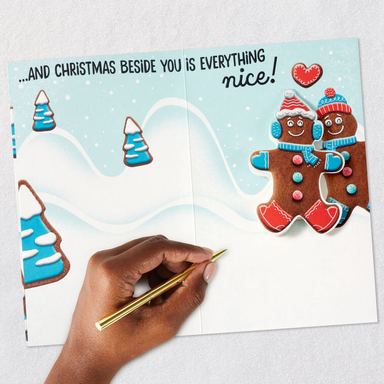Gingerbread Couple Funny Romantic Christmas Card Signing card image number 7