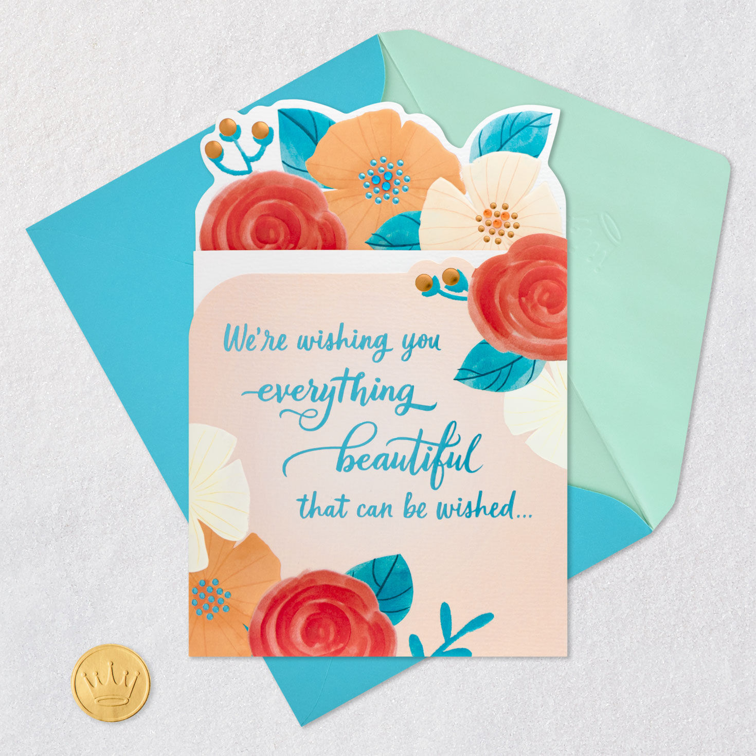 Sparkly Flowers Mother's Day Card From All Card Front with Envelope and Gold Seal image number 6