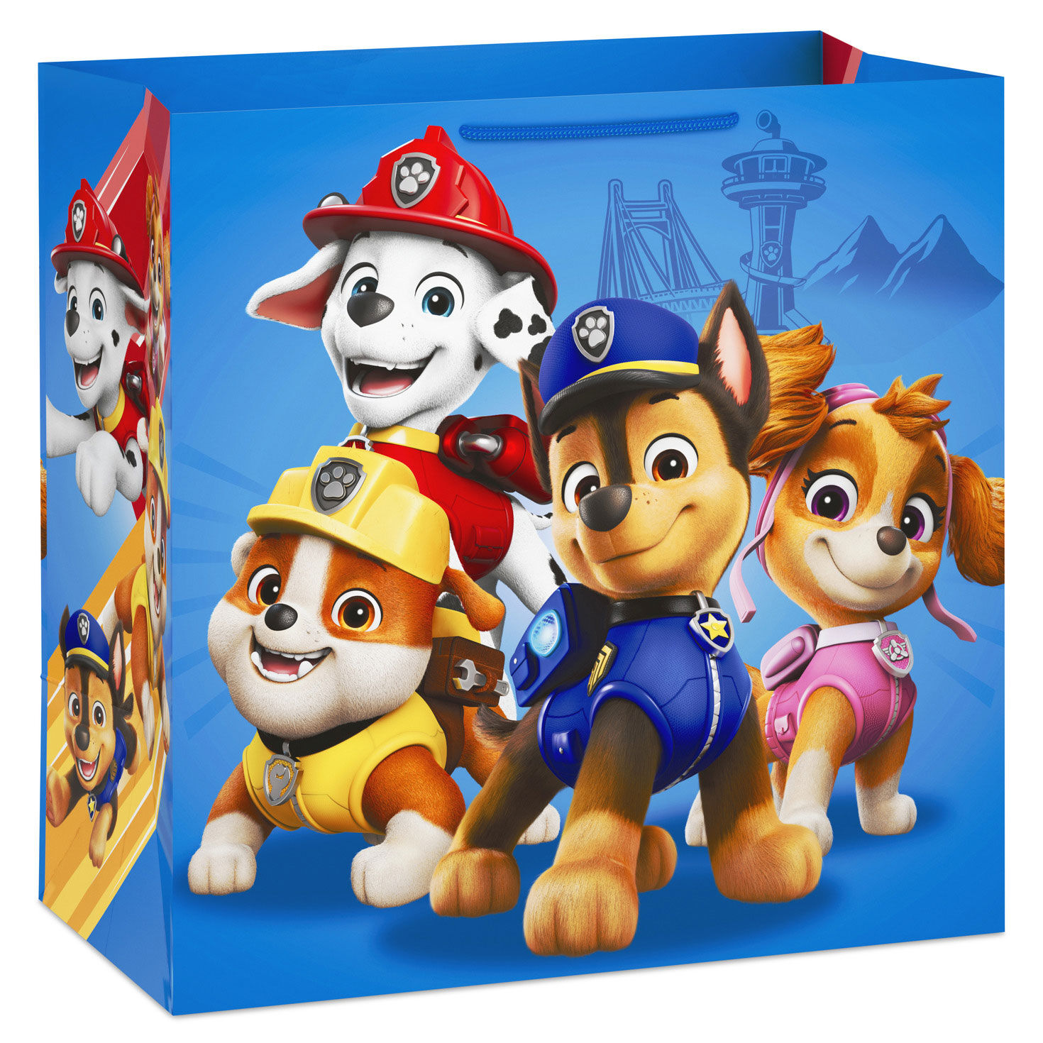 15" Paw Patrol™ Chase and Friends on Blue Extra-Deep Gift Bag