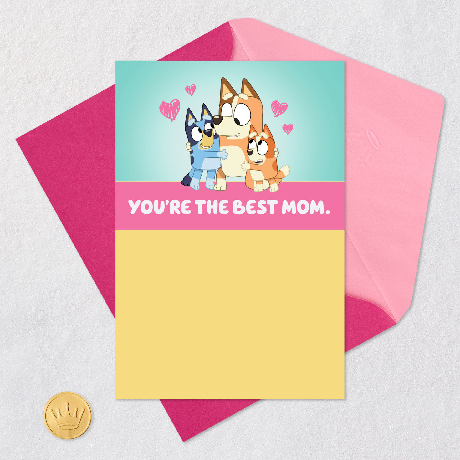 Bluey Mom Mother's Day Card With Music Card Front with Envelope and Gold Seal image number 5