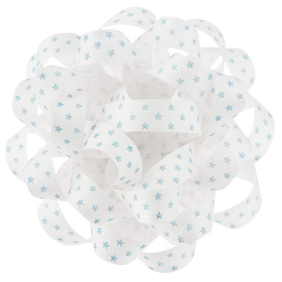 6" Large White Gift Bow With Blue Mini Stars