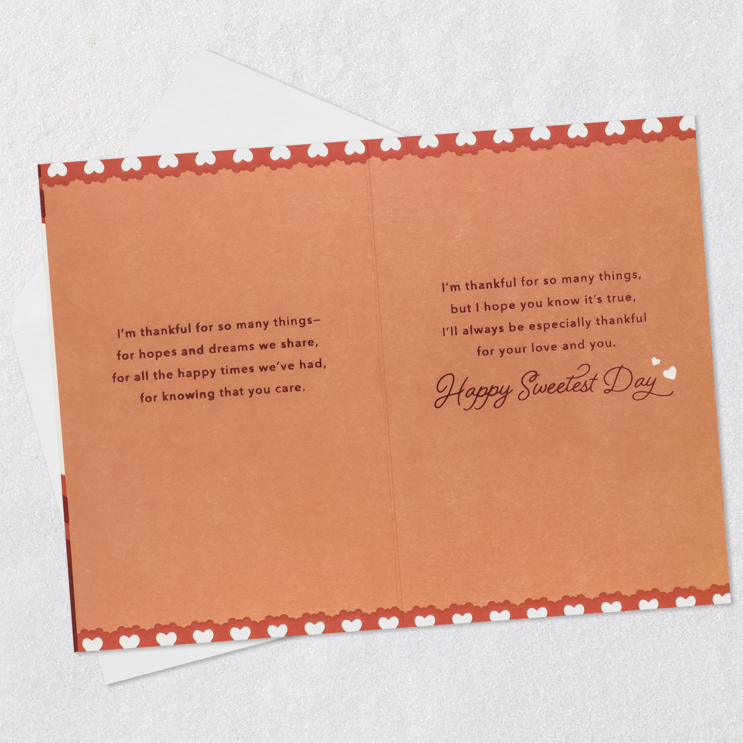 Lacey Red and Pink Hearts Sweetest Day Card for Wife Open card with envelope image number 4