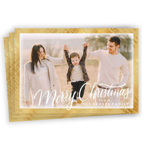 Elegant Gold Frame Flat Christmas Photo Card