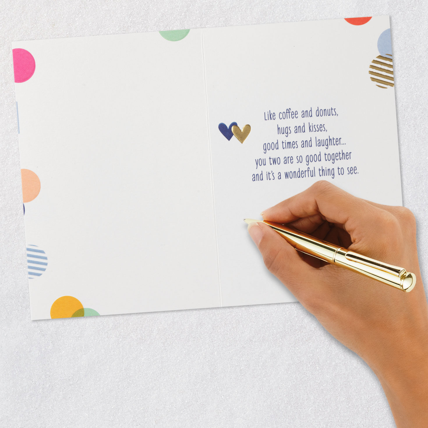 Hearts and Dots Anniversary Card for Son and His Spouse Signing card image number 6