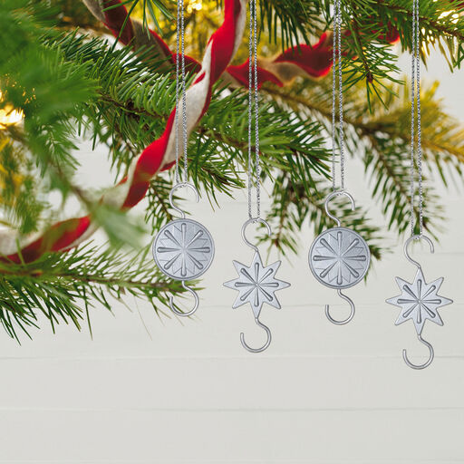 Mini Star Metal Ornament Hooks, Set of 4, 