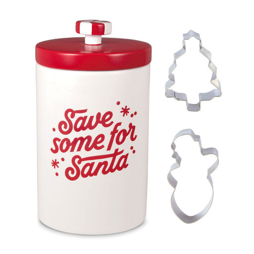 Cookie Jar and Cookie Cutters Christmas Gift Bundle, Set of 3, 