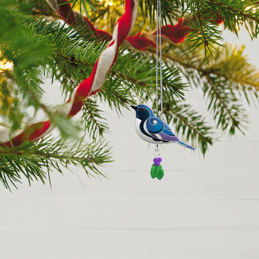 Mini Black-Throated Blue Warbler Ornament, 1.33", 