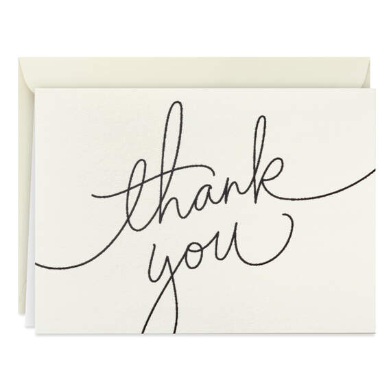 Black Script Bulk Boxed Blank Thank-You Notes, Pack of 40