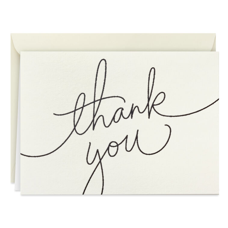 Black Script Bulk Boxed Blank Thank-You Notes, Pack of 40