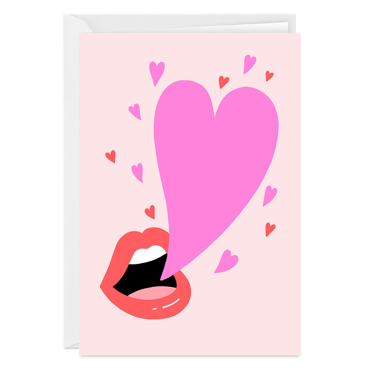 Mouth With Heart Bubble Custom Love Card