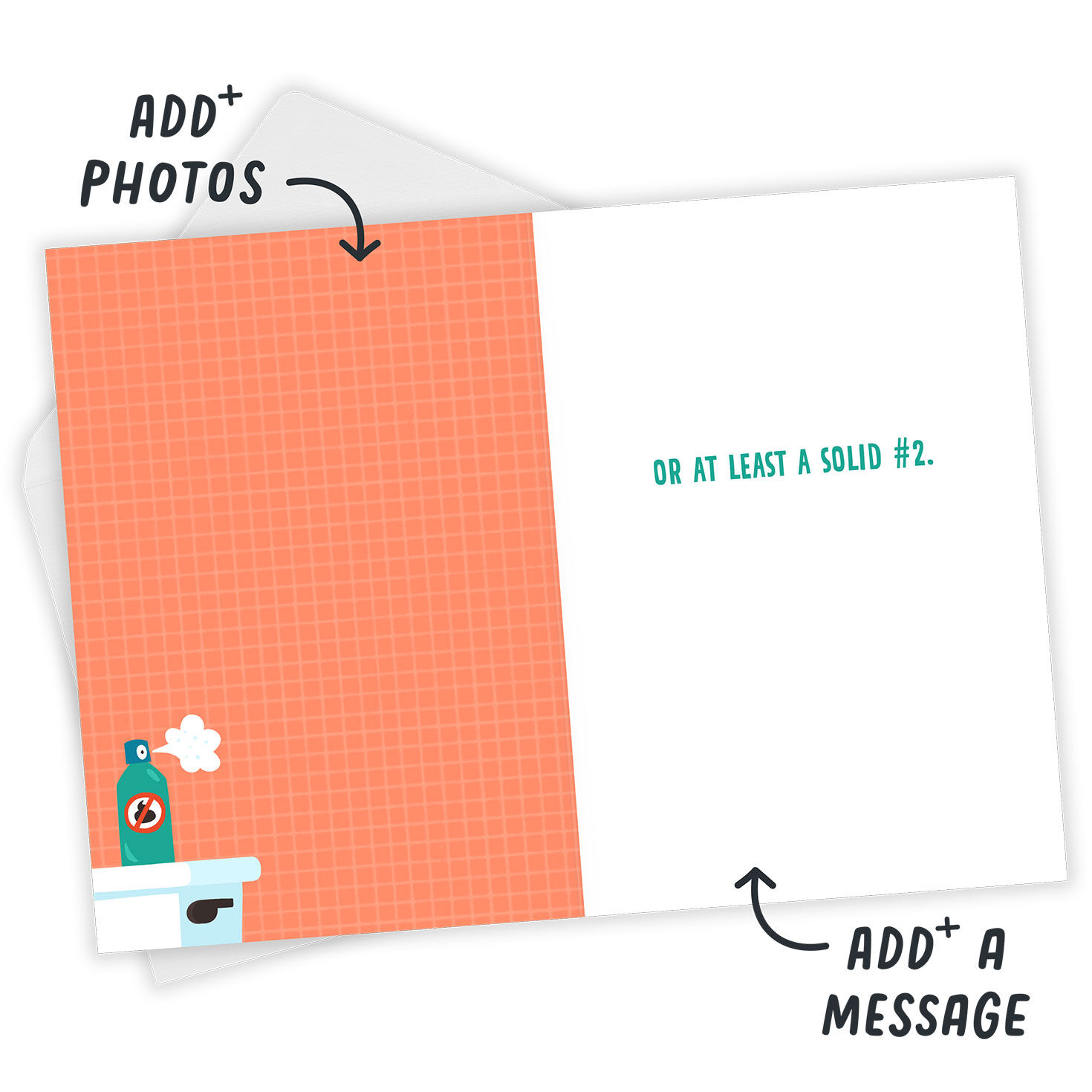 Toilet Paper Roll Personalized Birthday Card Open Card with Envelope indicating personalization image number 3