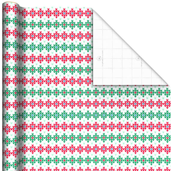 Festive Knit Diamonds Holiday Wrapping Paper, 35 sq. ft.