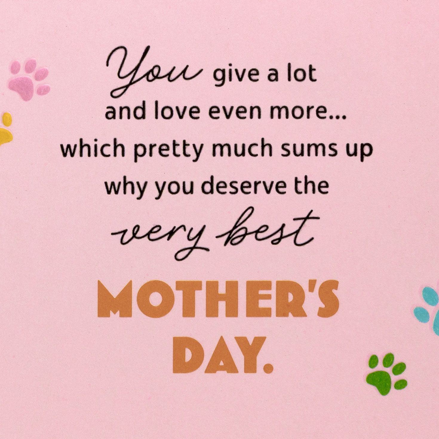 Paw Prints on Pink Mother's Day Card for Pet Mom Sentiment image number 2