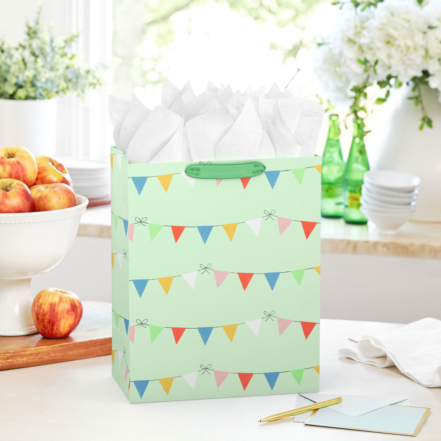 Party Banners on Light Green Large Gift Bag in use image number 2