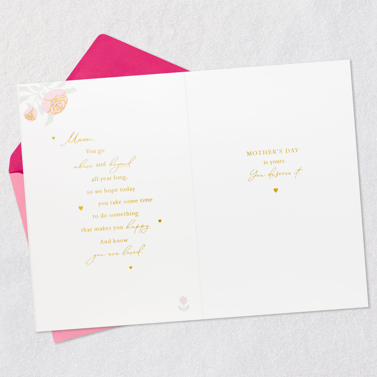 Pink Roses and Heart Mom Mother's Day Card From All Open card with envelope image number 4