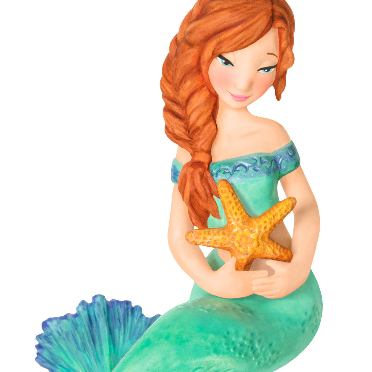 Green Mermaid With Starfish Keepsake Ornament closeup view image number 5