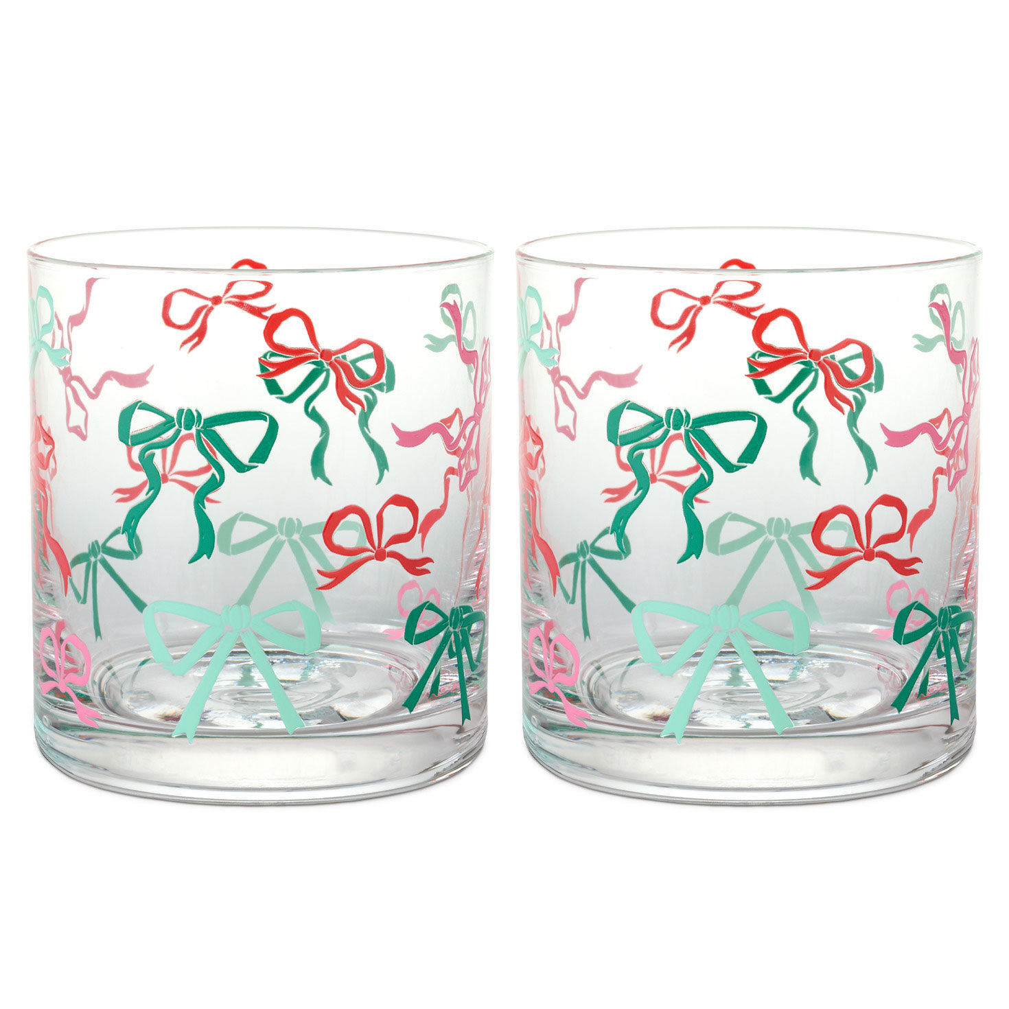 Drinking Glass Set With Colorful Bow Designs Back image number 2