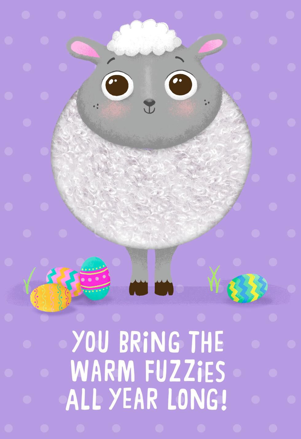 Fuzzy Lamb Warm Fuzzies Easter Card for Kids