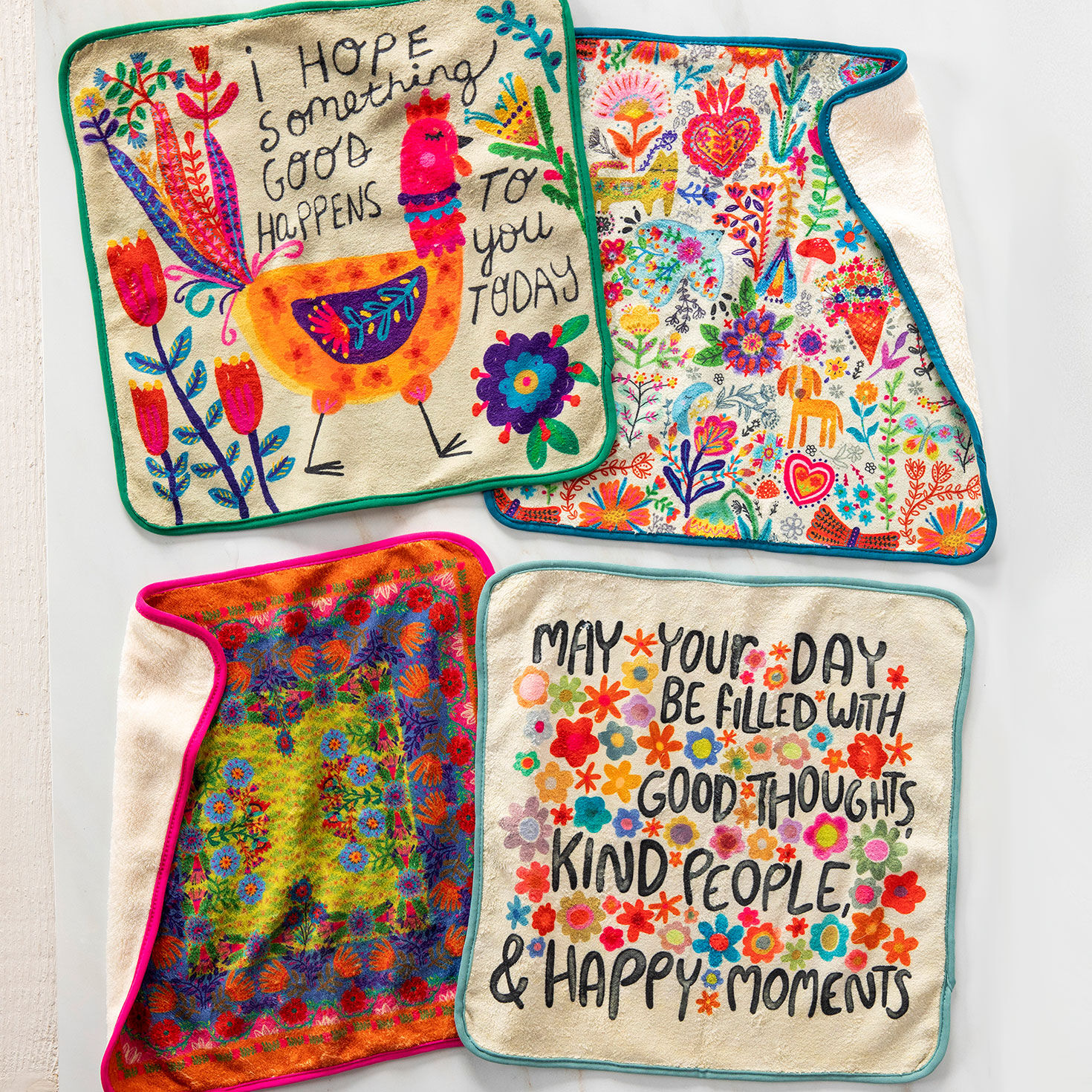 Natural Life Multicolor Microfiber Dish Cloths, Set of 4