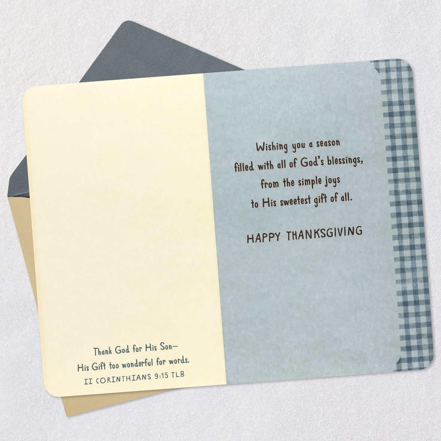 Warm Lettering Faith Blessings Thanksgiving Card Open card with envelope image number 4