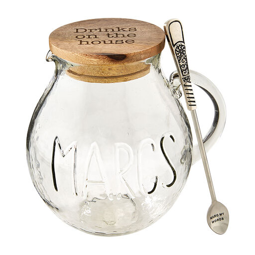 Mud Pie Glass Margarita Pitcher With Stirrer, Set of 2, 
