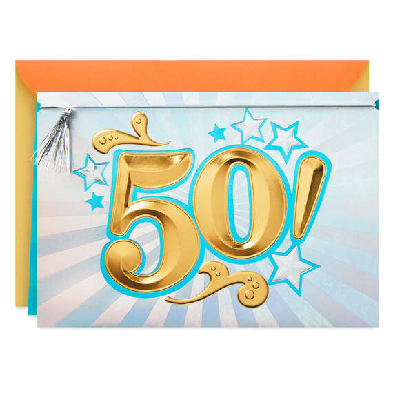 Here's to Fifty 50th Birthday Card, , large image number 1