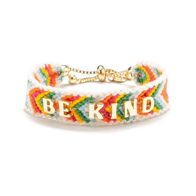 Multicolor Woven Bracelet With Be Kind Charms  image number 1