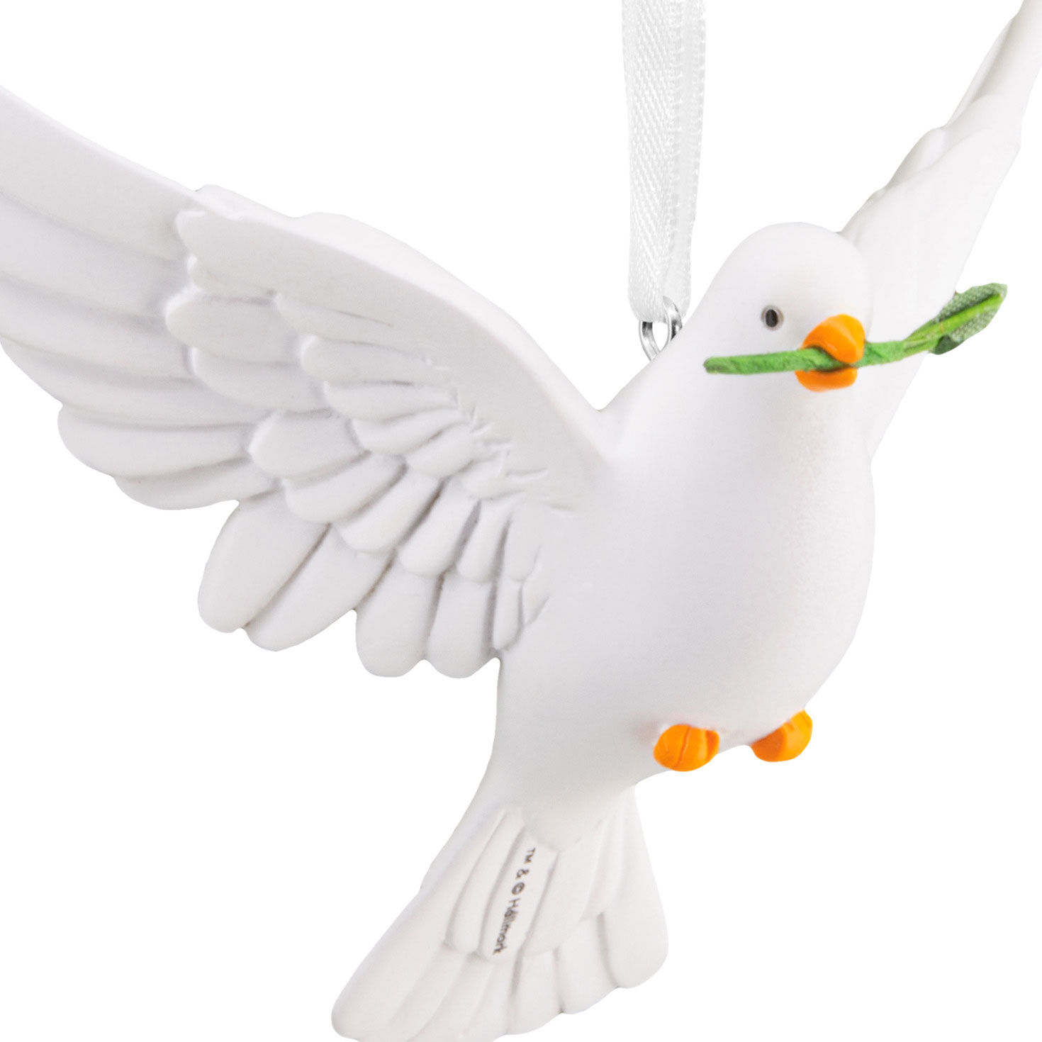 White Dove Christmas Ornament closeup view image number 5
