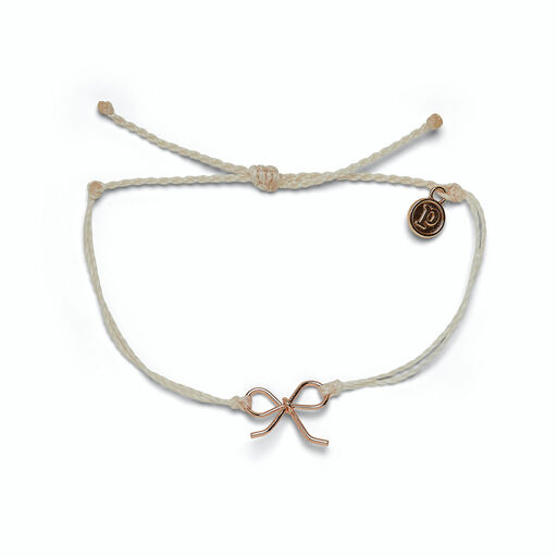 Pura Vida Ivory and Rose Gold Bow Charm Bracelet, 